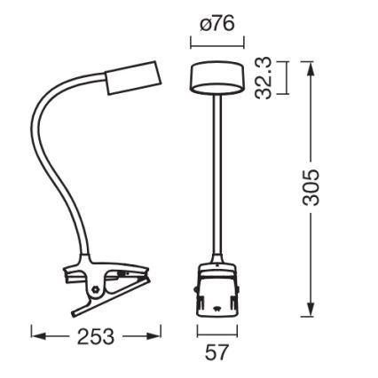Osram - Lámpara LED de escritorio regulable con pinza OFFICE LINE LED/4,8W/230V 3000/4000/6500K negra