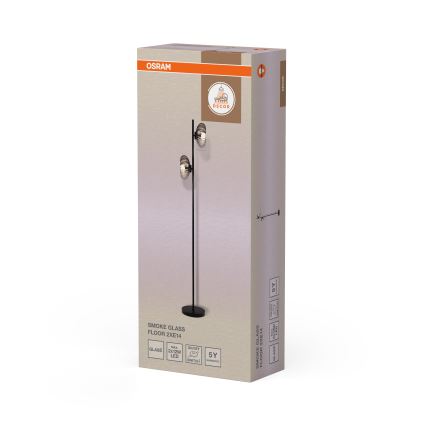 Osram - Lámpara de pie DECOR SMOKE 2xE14/12W/230V negro/gris ahumado