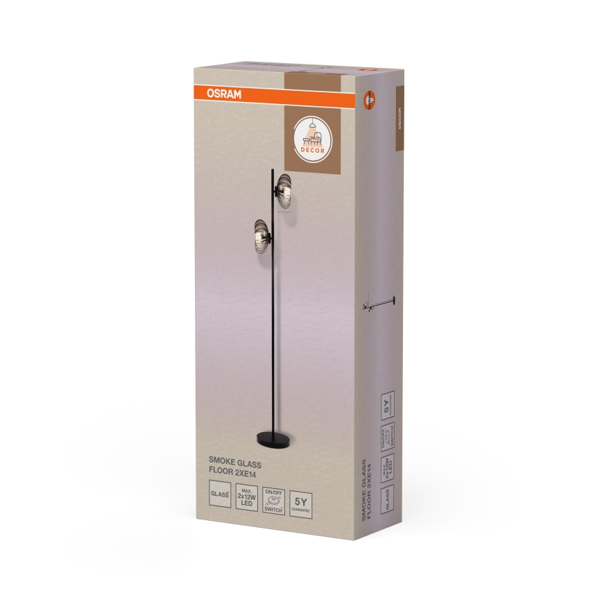 Osram - Lámpara de pie DECOR SMOKE 2xE14/12W/230V negro/gris ahumado