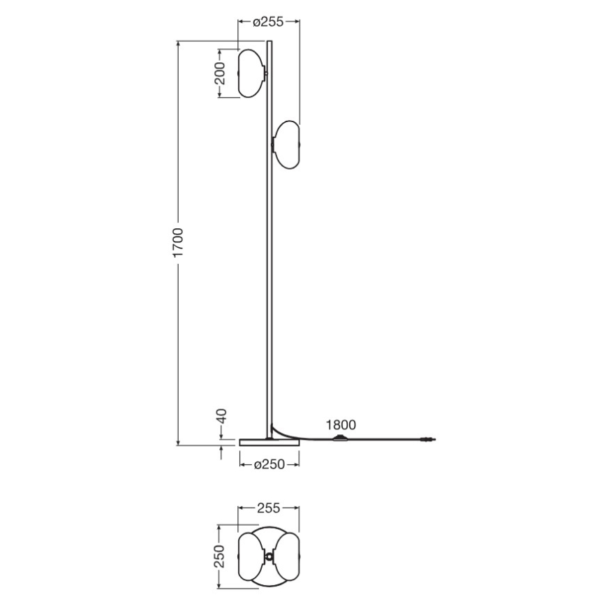 Osram - Lámpara de pie DECOR SMOKE 2xE14/12W/230V negro/gris ahumado