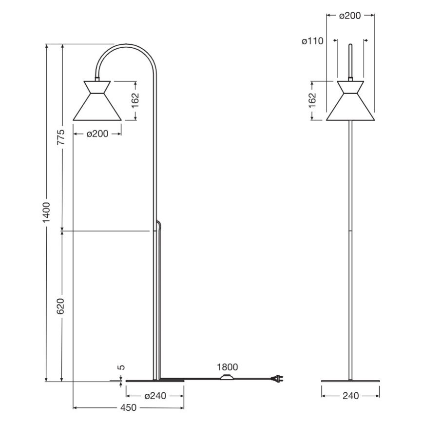 Osram - Lámpara de pie DECOR WAIST 1xE27/40W/230V negra