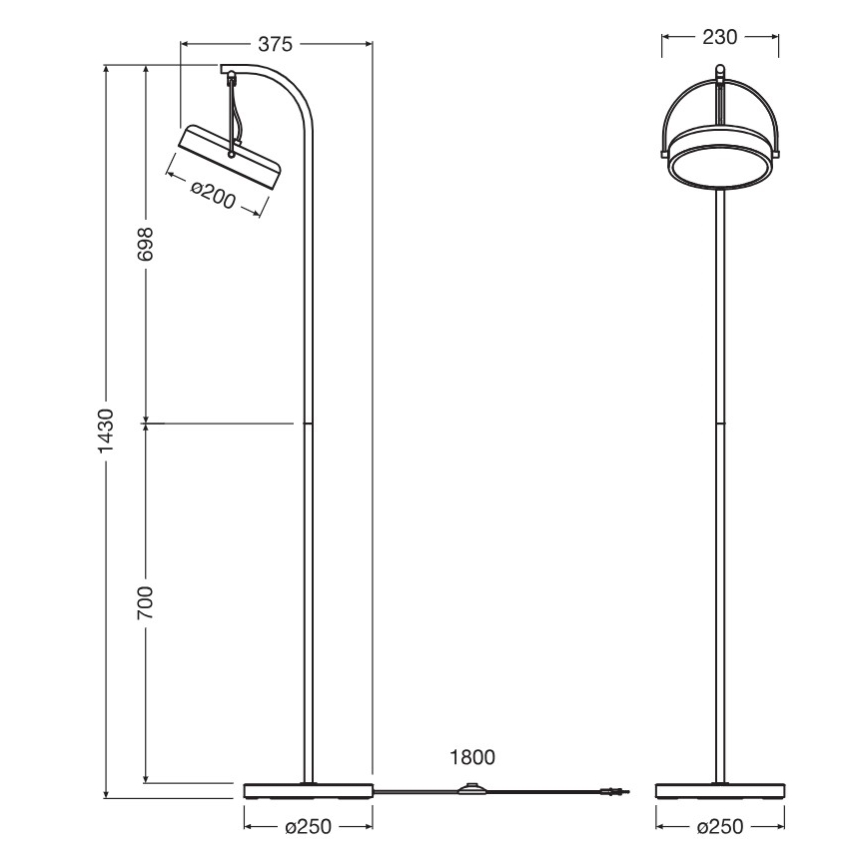 Osram - Lámpara de pie LED DECOR PUCK LED/12W/230V CRI 90 negra