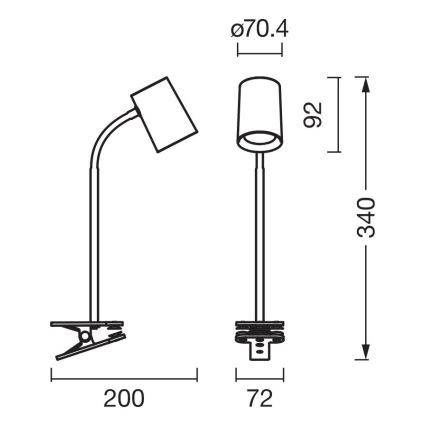 Osram - Lámpara de sobremesa con pinza DESK LINE 1xGU10/9W/230V gris