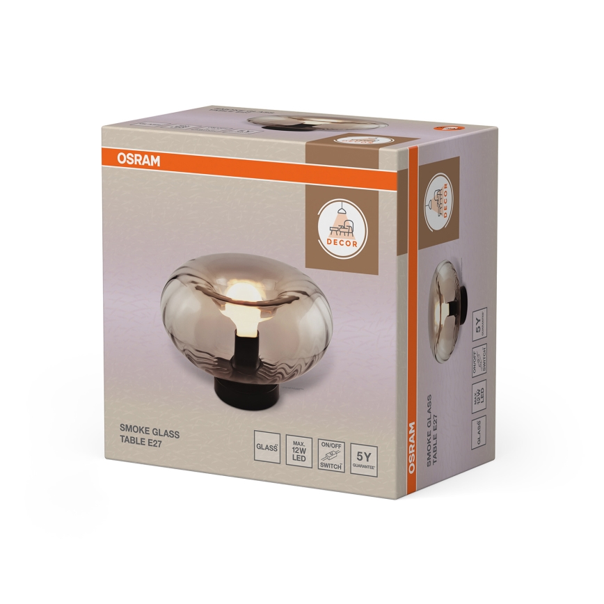 Osram - Lámpara de sobremesa DECOR SMOKE 1xE27/12W/230V negro/gris ahumado