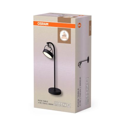 Osram - Lámpara de sobremesa LED DECOR PUCK LED/11W/230V CRI 90 negra