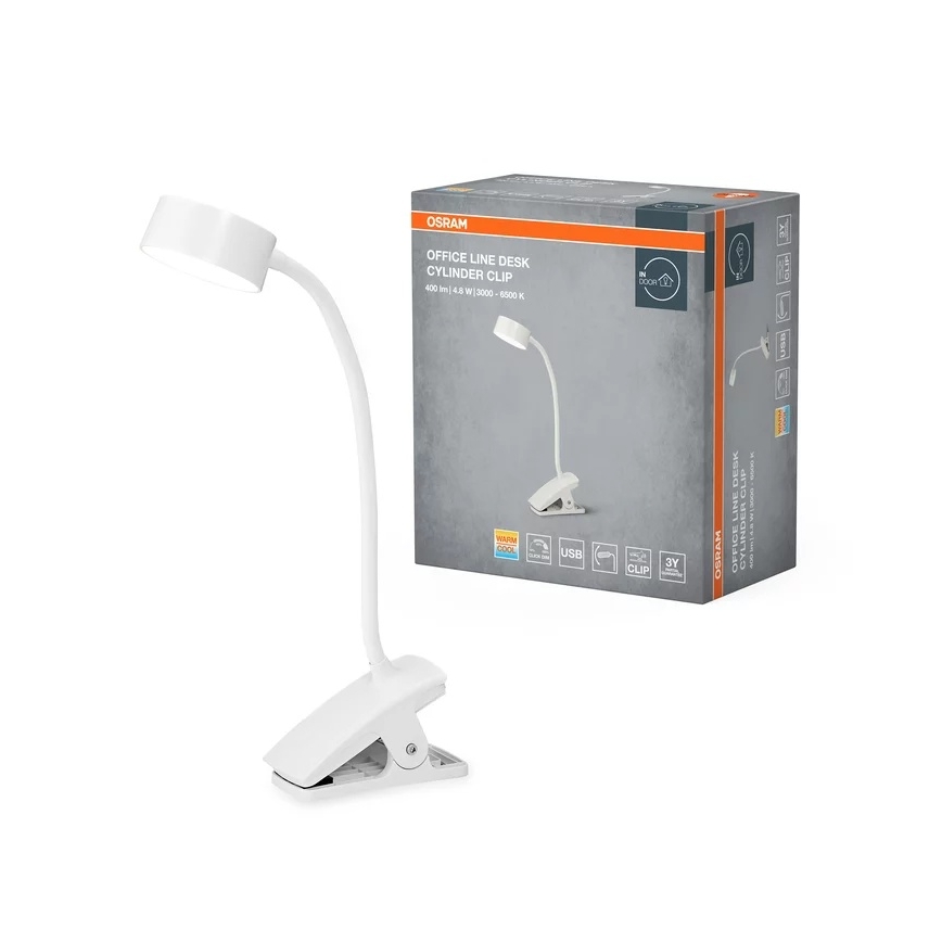 Osram - Lámpara de mesa LED regulable con pinza OFFICE LINE LED/4,8W/230V 3000/4000/6500K blanca