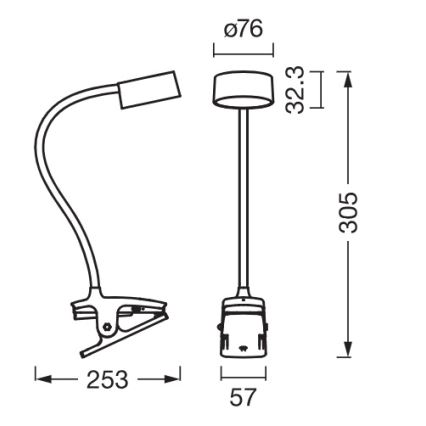 Osram - Lámpara de mesa LED regulable con pinza OFFICE LINE LED/4,8W/230V 3000/4000/6500K blanca