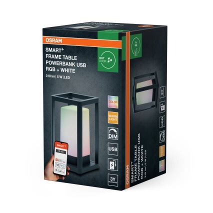 Osram - Lámpara de mesa regulable SMART+ LED RGBW 5W/5V 3000K IP44 Wi-Fi