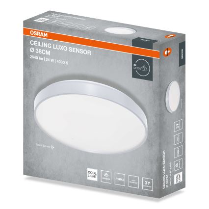 Osram - Plafón LED de techo CEILING LUXO con sensor crepuscular LED/24W/230V Ø 38 cm plateado