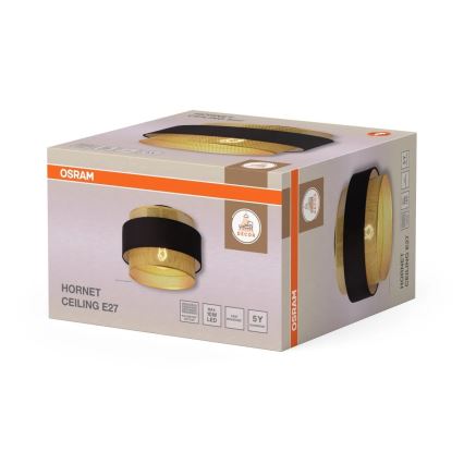 Osram - Lámpara de techo DECOR HORNET 1xE27/10W/230V diámetro 30 cm negro/dorado