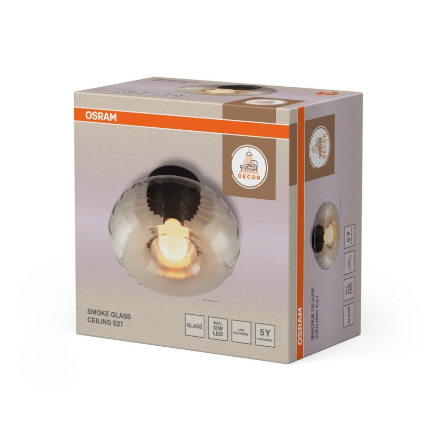 Osram - Lámpara de techo DECOR SMOKE 1xE27/12W/230V Ø 28 cm negro/gris ahumado