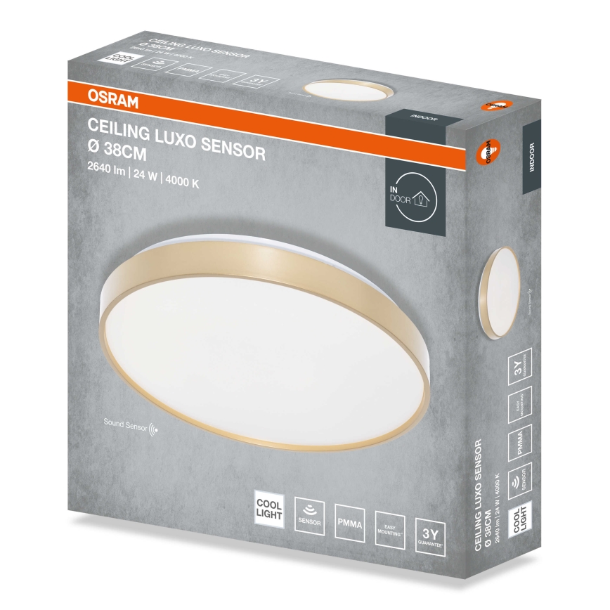 Osram - Luminaria de techo LED con sensor de crepúsculo CEILING LUXO LED/24W/230V Ø 38 cm dorada
