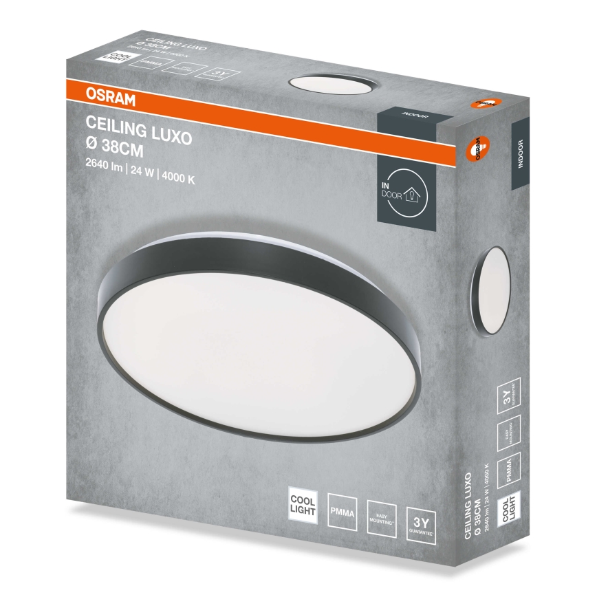 Osram - Lámpara de techo LED CEILING LUXO LED/24W/230V, Ø 38 cm, negro