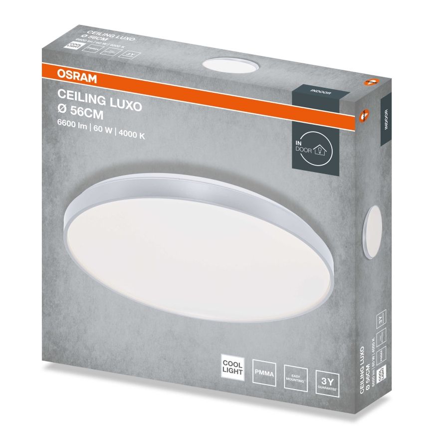 Osram - Lámpara de techo LED CEILING LUXO LED/60W/230V, diámetro 56 cm, plateada