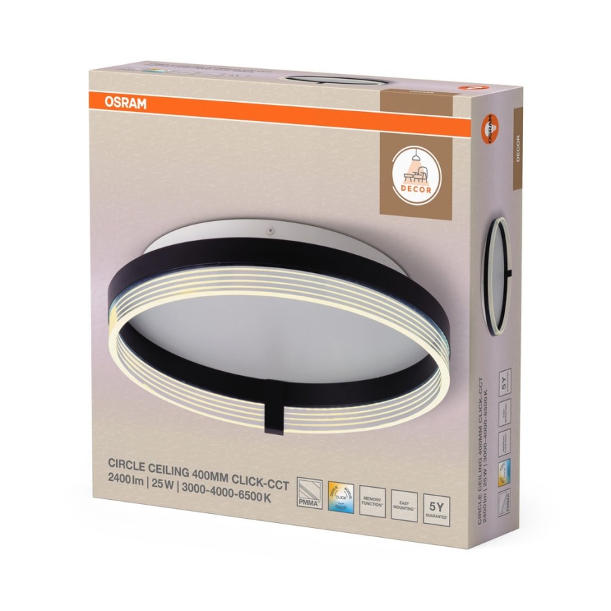 Osram - Plafón LED DECOR CIRCLE LED/25W/230V 3000/4000/6500K diámetro 40 cm negro/blanco