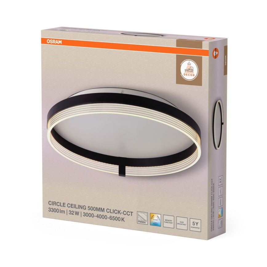 Osram - Luminaria de techo LED DECOR CIRCLE, LED/32W/230V, 3000/4000/6500K, Ø 50 cm, negro/blanco