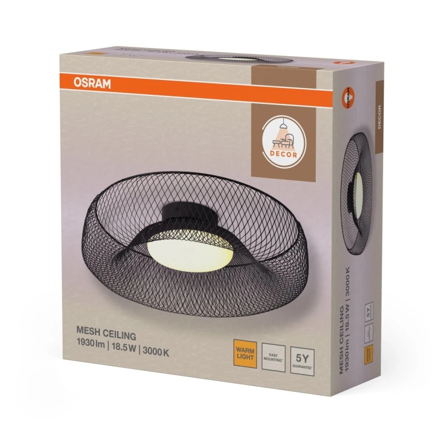 Osram - Lámpara de techo LED DECOR MESH LED/18,5W/230V Ø 30 cm negra