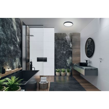 Osram - Luminaria de techo LED para baño DISC LED/18W/230V 3000/4000K diámetro 30 cm IP44 negra