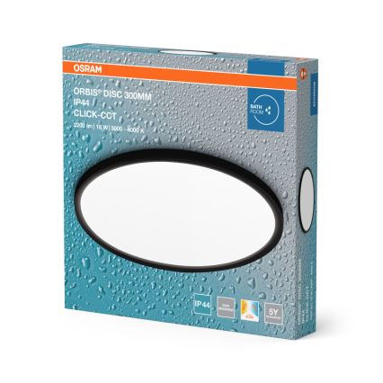 Osram - Luminaria de techo LED para baño DISC LED/18W/230V 3000/4000K diámetro 30 cm IP44 negra