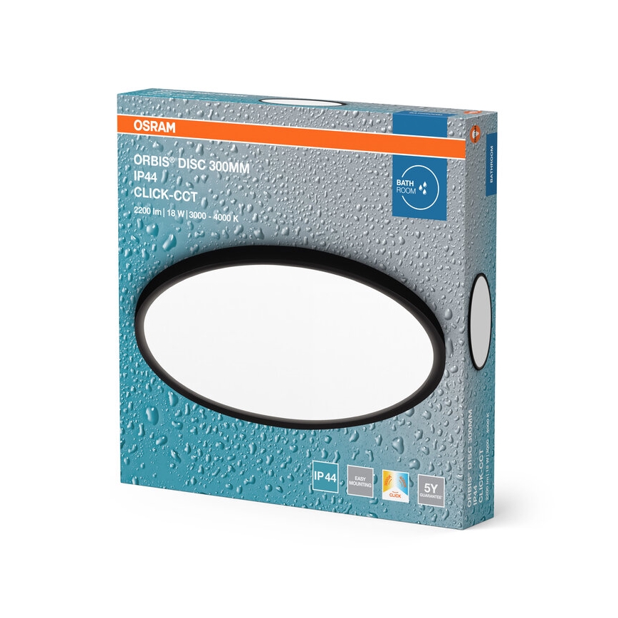 Osram - Luminaria de techo LED para baño DISC LED/18W/230V 3000/4000K diámetro 30 cm IP44 negra