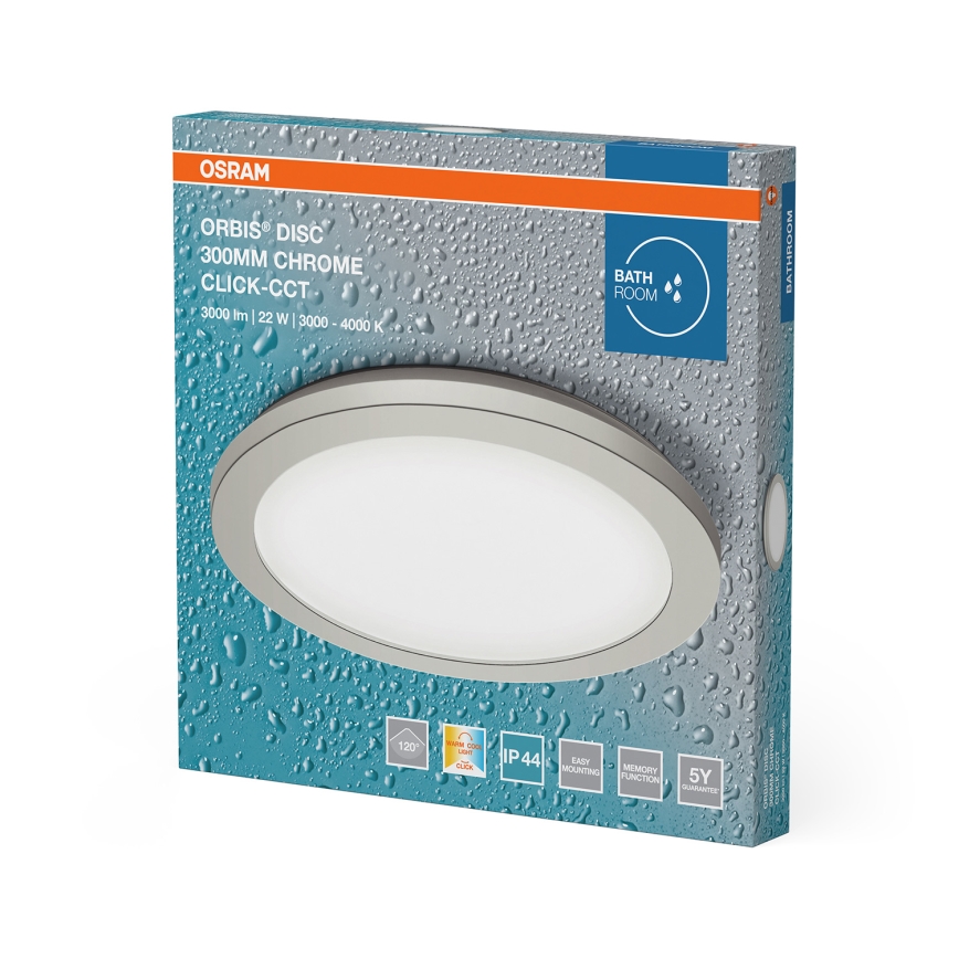 Osram - Plafón LED para baño ORBIS DISC LED/22 W/230 V 3000/4000 K Ø 30 cm IP44 cromo mate