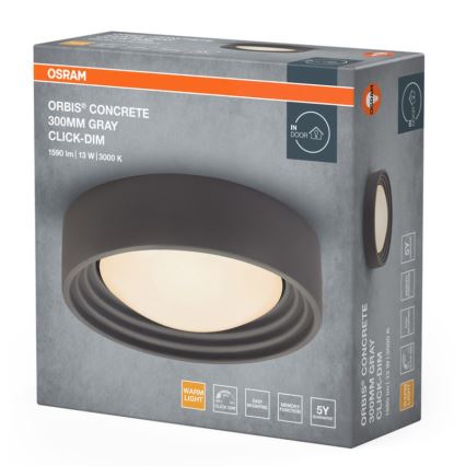 Osram - Luminaria de techo LED regulable ORBIS CONCRETE LED/13W/230V Ø 30 cm gris/hormigón