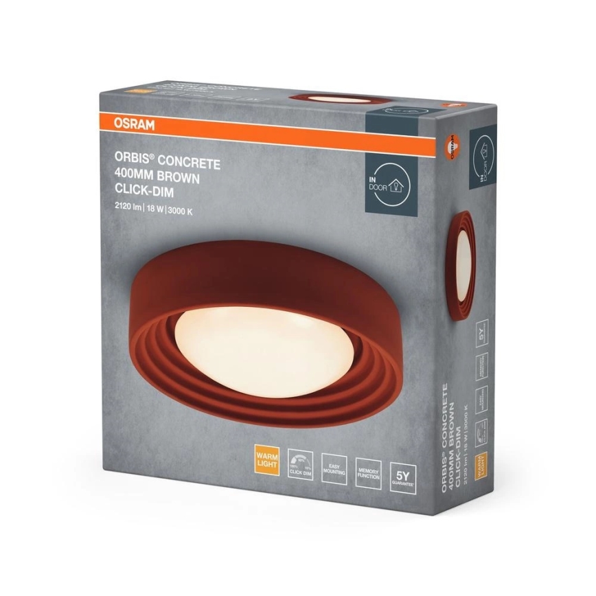 Osram - Luminaria de techo LED regulable ORBIS CONCRETE LED/18W/230V Ø 40 cm marrón/hormigón