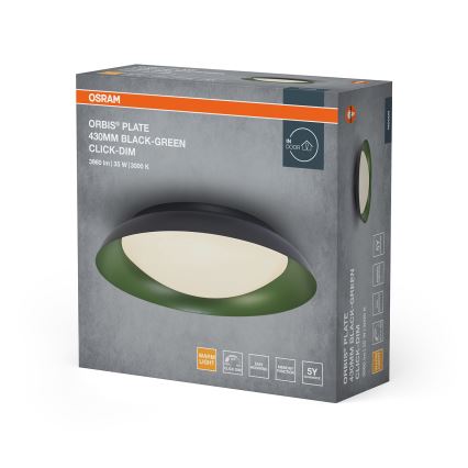 Osram - Luminaria de techo LED regulable ORBIS PLATE LED/35W/230V Ø 43 cm verde/negro