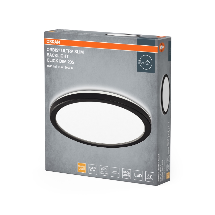 Osram - Plafón LED regulable ORBIS ULTRA SLIM LED/15W/230V 3000K Ø 23,5 cm negro
