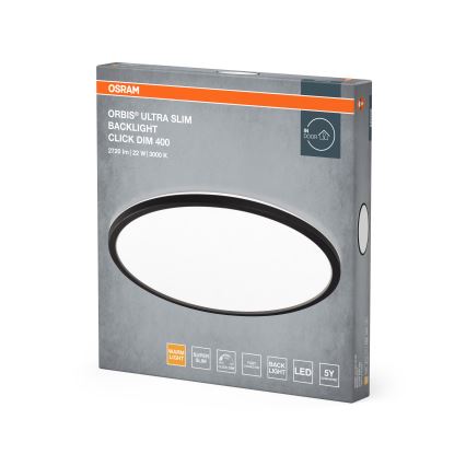 Osram - Luminaria de techo LED regulable ORBIS ULTRA SLIM LED/22W/230V 3000K Ø 40 cm negro