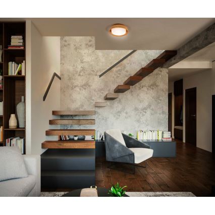 Osram - Lámpara de techo ORBIS MADRID 2xE27/10W/230V Ø 29 cm acabado en madera