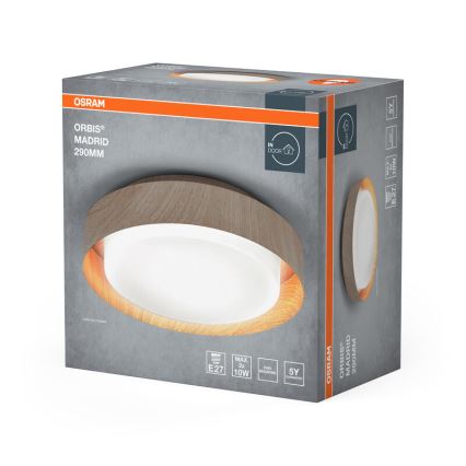 Osram - Lámpara de techo ORBIS MADRID 2xE27/10W/230V Ø 29 cm acabado en madera
