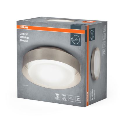 Osram - Lámpara de techo ORBIS MADRID 2xE27/10W/230V Ø 29 cm cromo mate