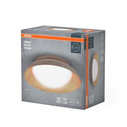 Osram - Lámpara de techo ORBIS MILAN 2xE27/10W/230V Ø 30,5 cm acabado en madera