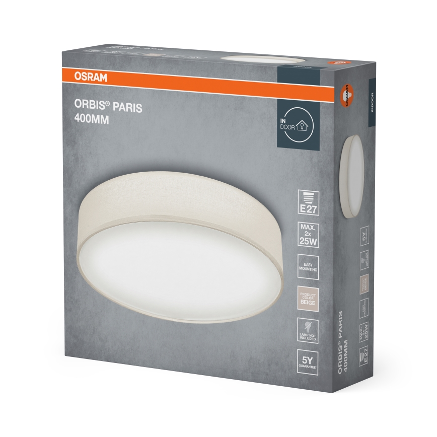 Osram - Lámpara de techo ORBIS PARIS 2xE27/25W/230V diámetro 40 cm color crema