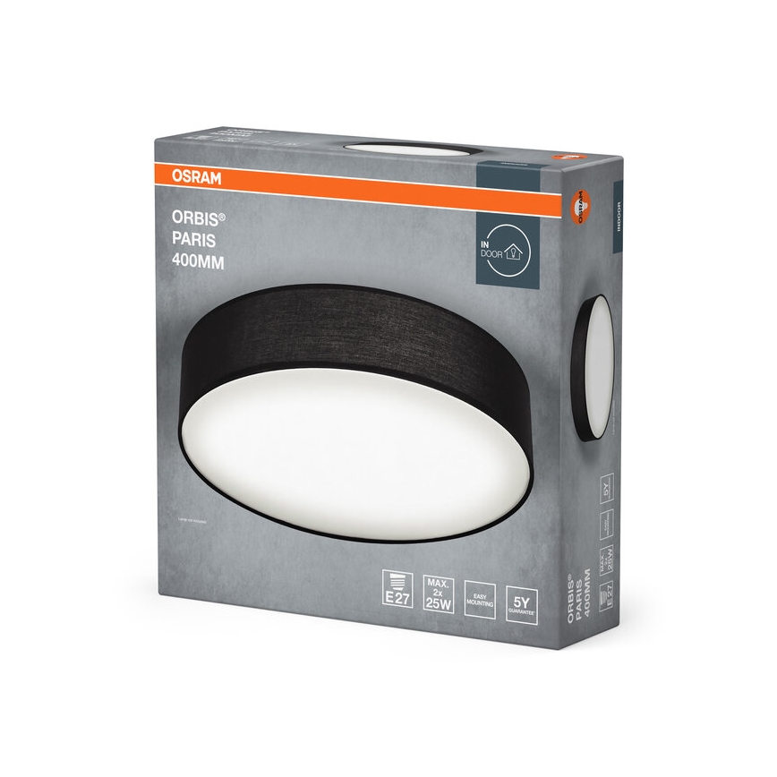 Osram - Lámpara de techo ORBIS PARIS 2xE27/25W/230V Ø 40 cm negra