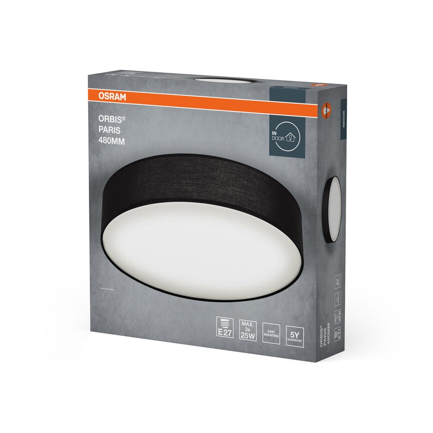 Osram - Lámpara de techo ORBIS PARIS 3xE27/25W/230V Ø 48 cm negra