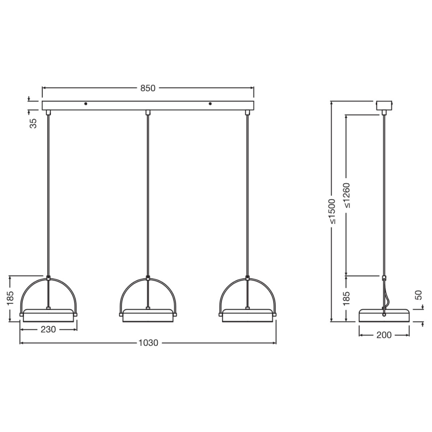Osram - Lámpara LED colgante con cable DECOR PUCK 3xLED/12W/230V CRI 90 negra
