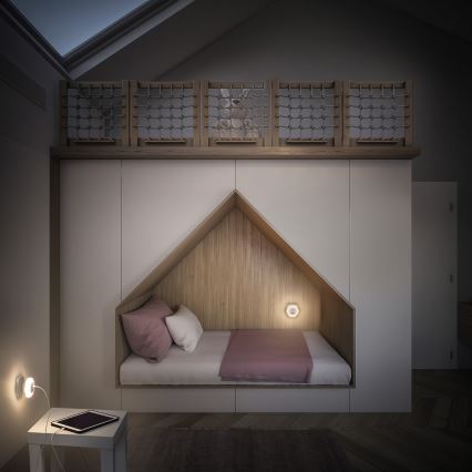 Osram - Luz nocturna LED de enchufe con USB LUNETTA LED/15W/230V blanca