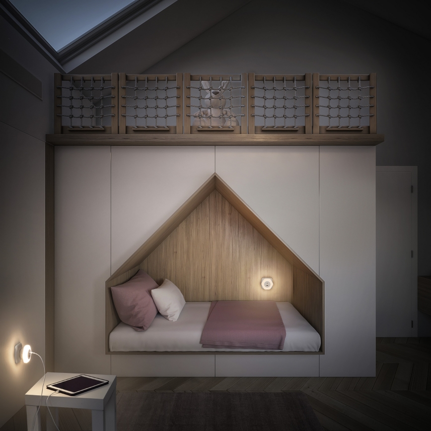 Osram - Luz nocturna LED de enchufe con USB LUNETTA LED/15W/230V blanca