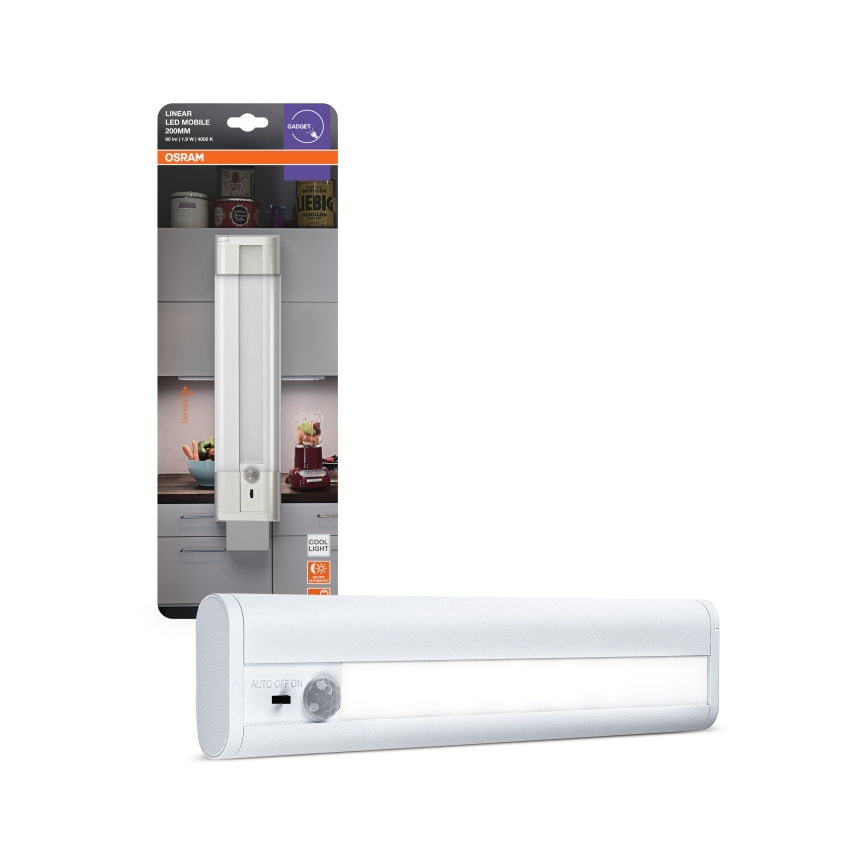 Osram - Lámpara LED para montaje bajo mueble con sensor de movimiento y de crepúsculo LINEARLED LED/1,9W/6V 4xAA 4000K 21,4 cm blanco