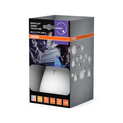 Osram - Lámpara nocturna infantil táctil TOUCH LED/2,5W/5V 1200 mAh conejito
