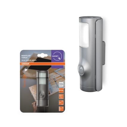 Osram - Lámpara orientativa LED con sensor NIGHTLUX LED/0,35W/3xAAA IP54 plateada