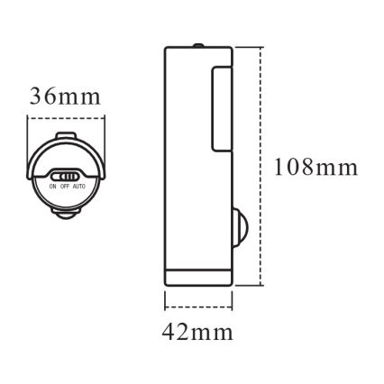 Osram - Lámpara orientativa LED con sensor NIGHTLUX LED/0,35W/3xAAA IP54 plateada