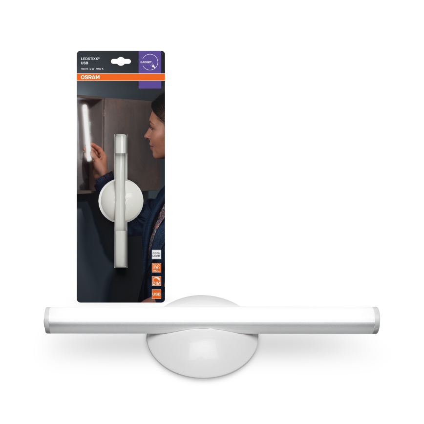 Osram - Luz de orientación recargable LED regulable LEDSTIXX LED/2W/5V CRI 90 IP44 blanco