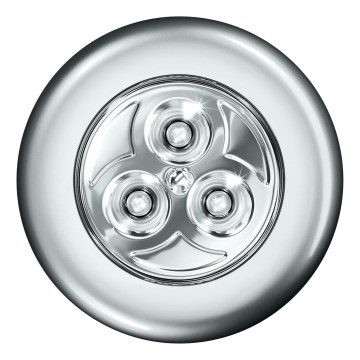 Osram - Lámpara orientativa táctil DOT-IT LED/0,2 W/3x AAA Ø 6,8 cm plateada