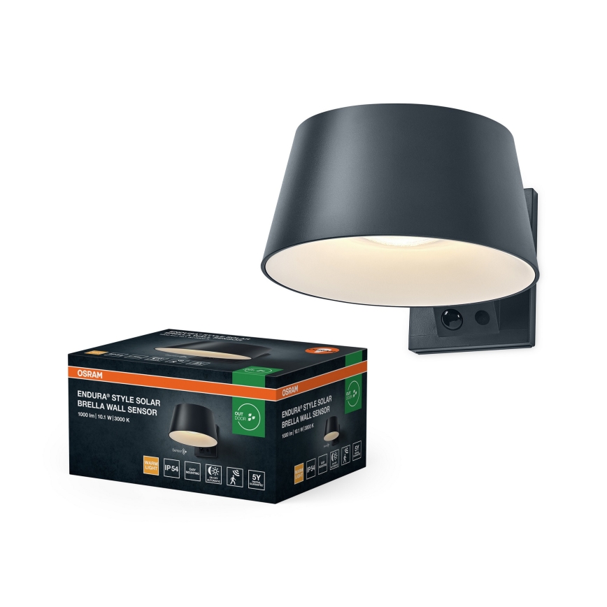 Osram - Aplique solar de pared LED con sensor ENDURA STYLE LED/10,1W/4,2V 2000 mAh IP54 antracita