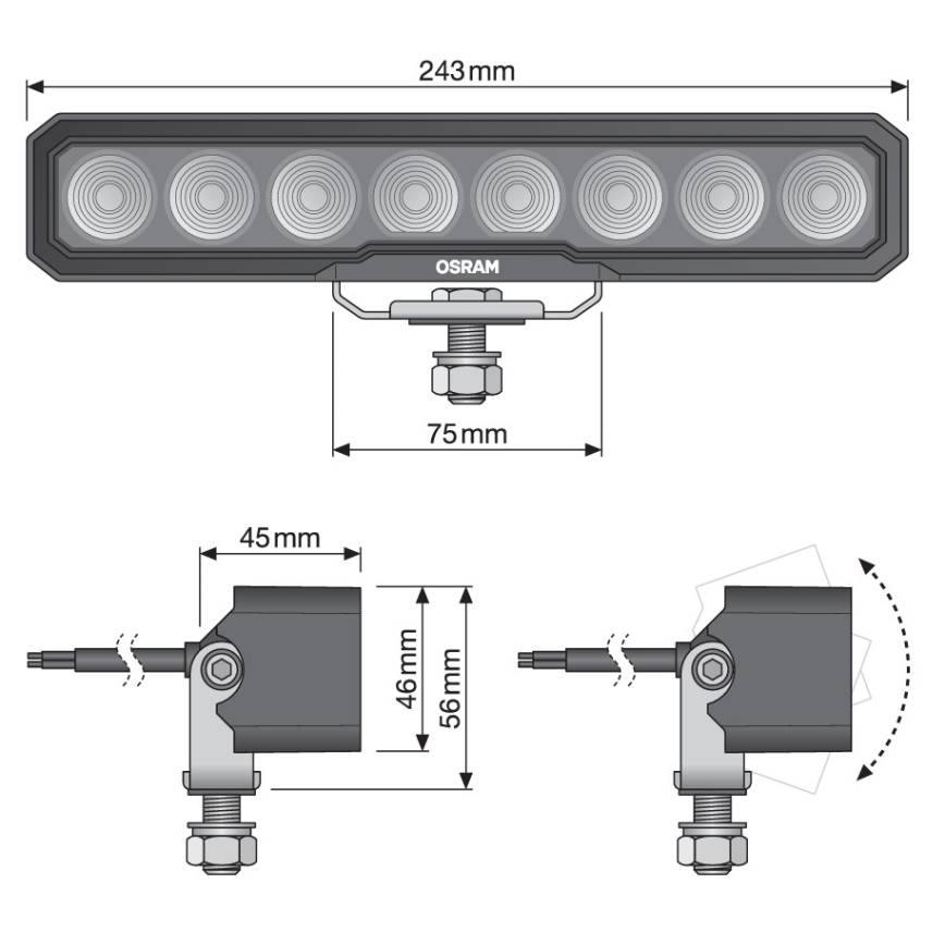 Osram - Foco LED para automóvil LIGHTBAR WL VX250-WD LED/36W/12/24V 6000K IP69