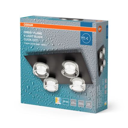 Osram - Lámpara LED de techo para baño ORBIS FLAME 4xLED/5,5W/230V 3000/4000K IP44 negro