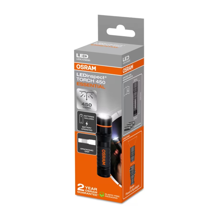 Osram - Linterna LED regulable LEDINSPECT TORCH 450 ESSENTIAL LED/6W/3xAAA IP44